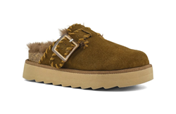 PLATFORM SABOT IN PELLE SCAMOSCIATA COGNAC